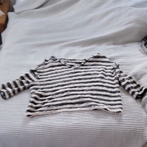 Free People Striped Black and White 3/4 Sweater